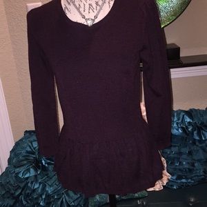 Ann Taylor Loft Peplum sweater dark purple